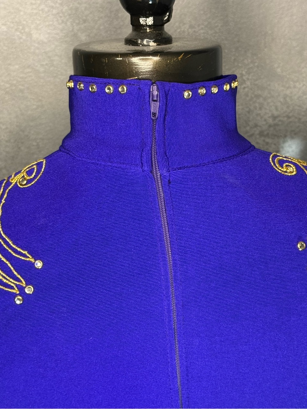 🐴 Your Wildest Dreams Royal Blue & Gold Equestrian Show Bodysuit | Size M - Picture 4 of 9